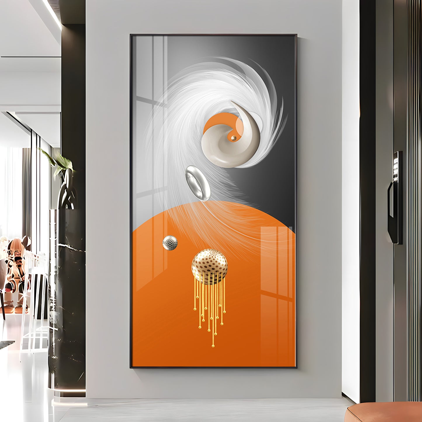 Radiant Fusion Glass Finish Vertical Wall Art