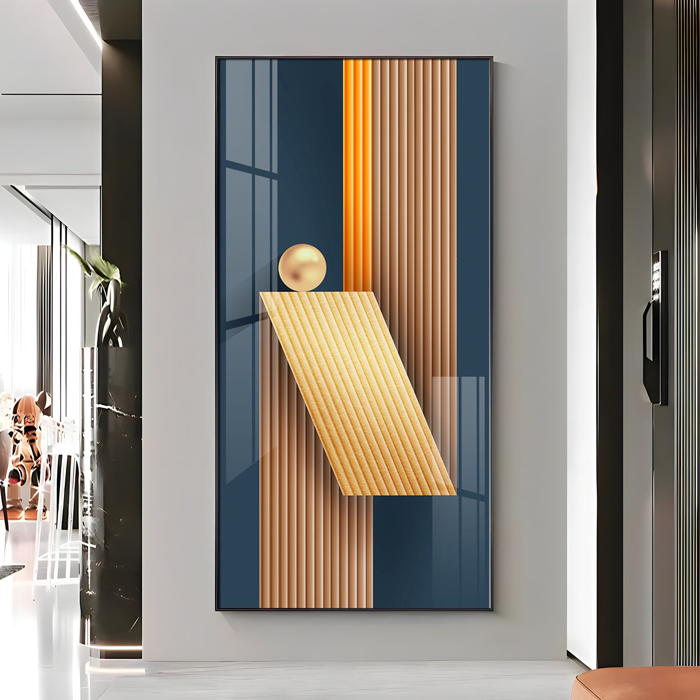 Unfold Abstraction Glass Finish Vertical Wall Art