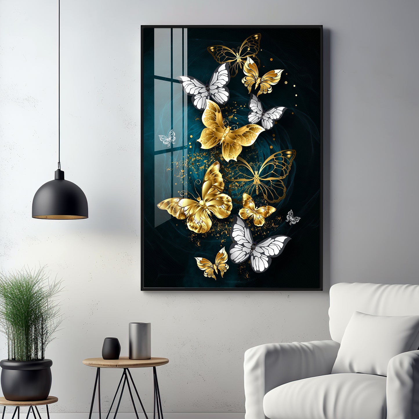 Butterfly Wings Glass Finish Vertical Wall Art
