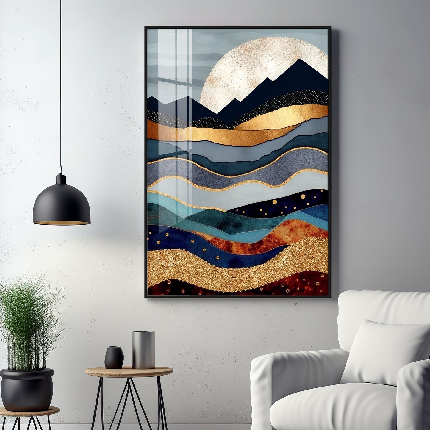 Mountain Peaks Glass Finish Veritcal Wall Art