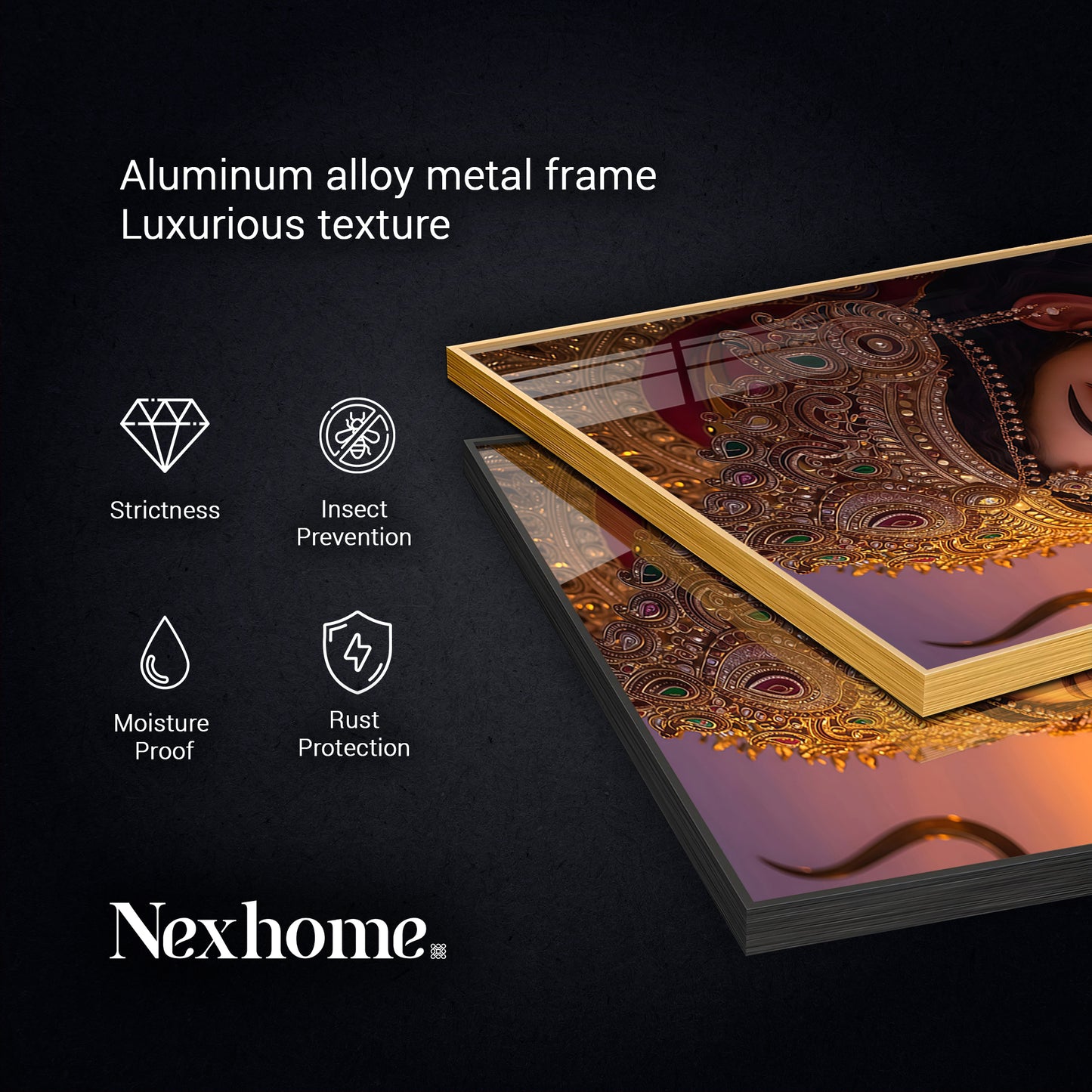 Maa Durga Glass Finish Vertical Wall Art