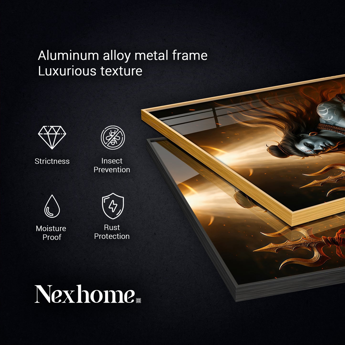 Jai Mahakal Glass Finish Vertical Wall Art