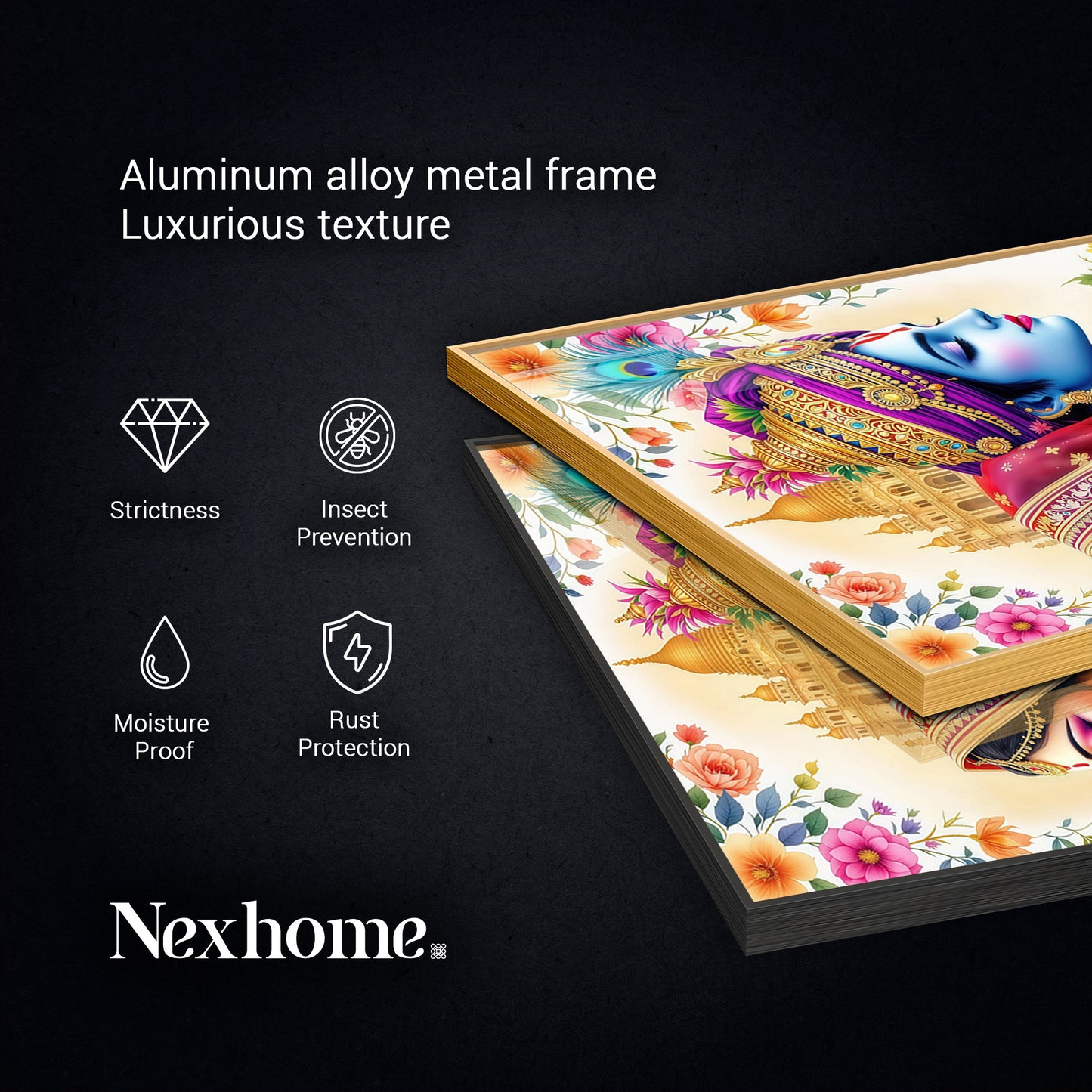 Loving Shri Radha Krishna Glass Finish Vertical Wall Art