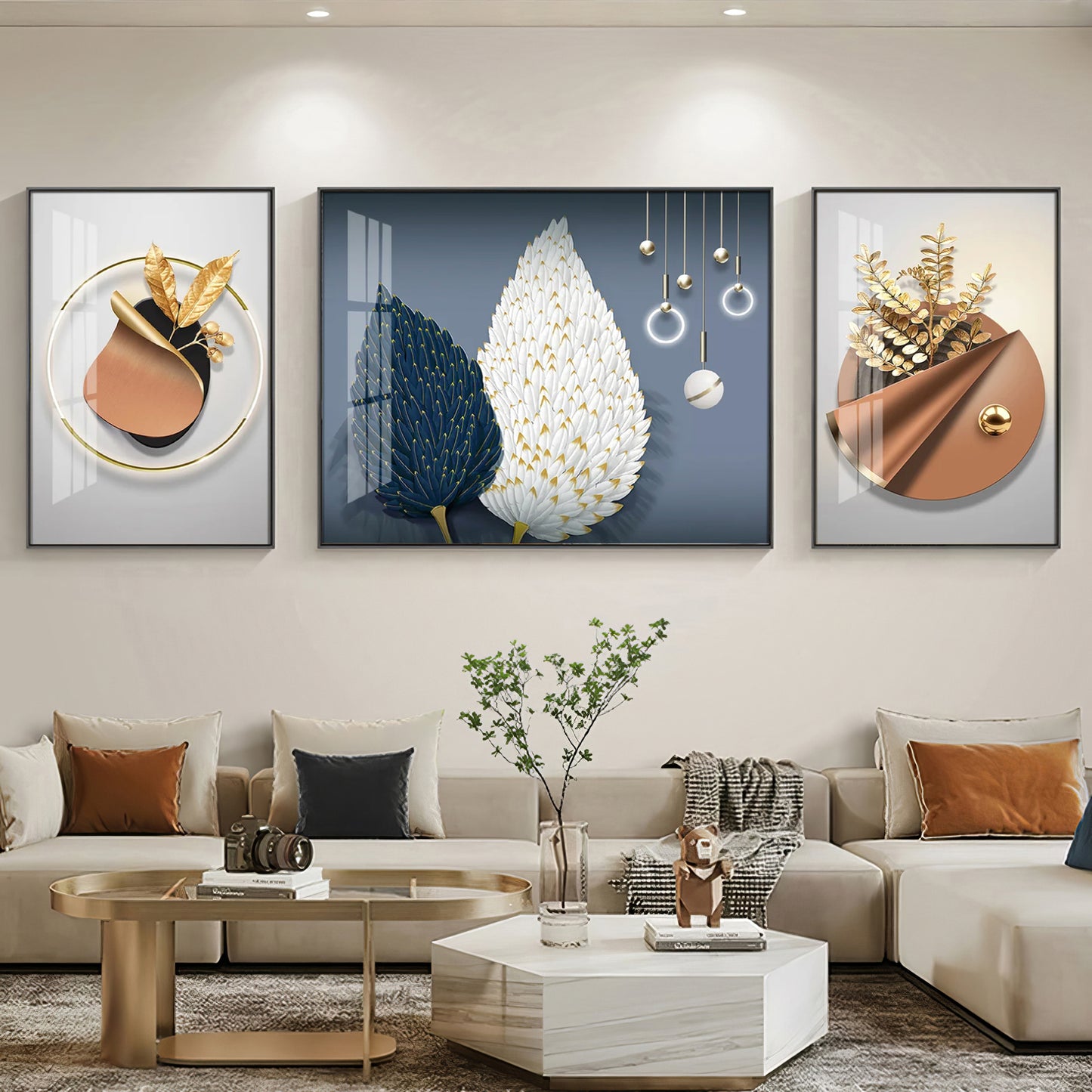 Blossom of Expression Glass Finish Wall Art (Set Of 3)