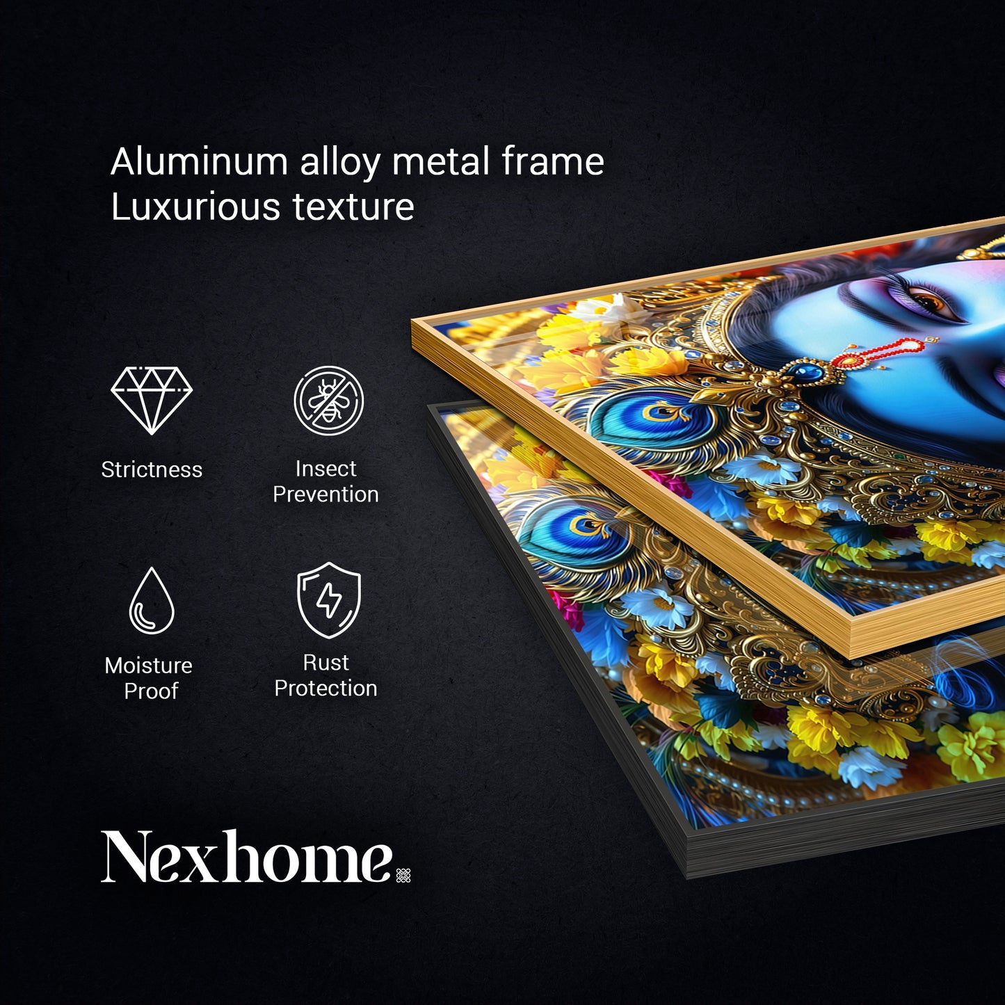 Blue Krishna Glass Finish Vertical Wall Art