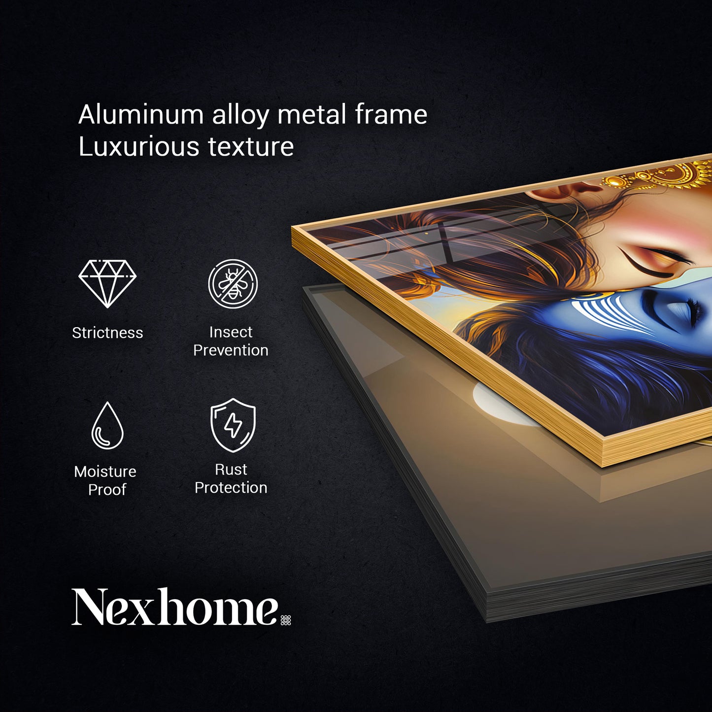 Lord Shiva and Goddess Parvati Glass Finish Vertical Wall Art