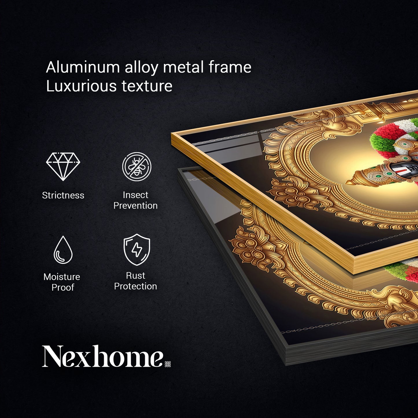 Om Namo Venkatesha Glass Finish Vertical Wall Art