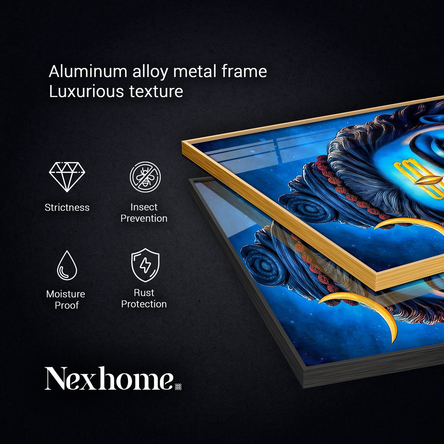 Lord Shiv Ji Glass Finish Vertical Wall Art