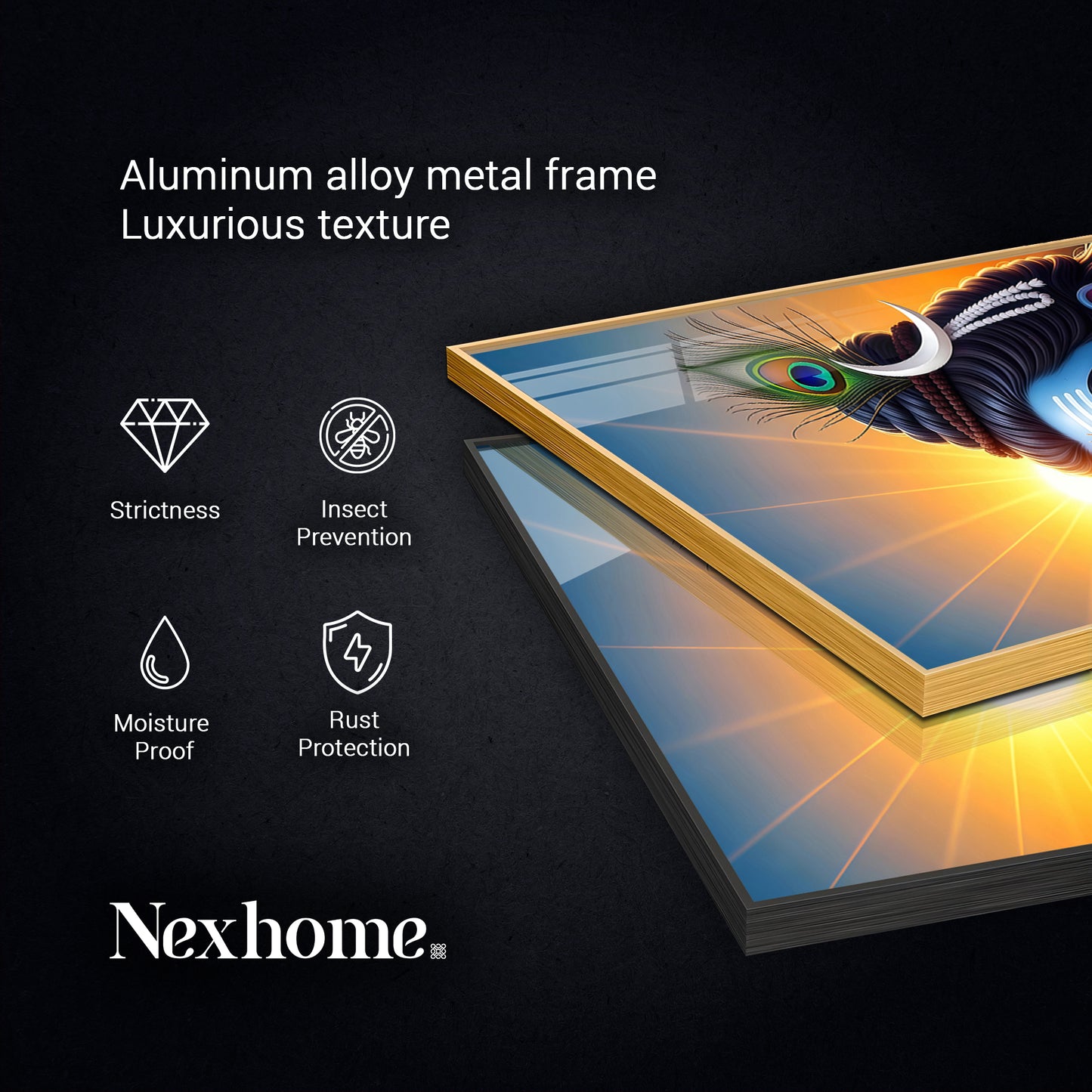 Jai Bhole Baba Glass Finish Vertical Wall Art