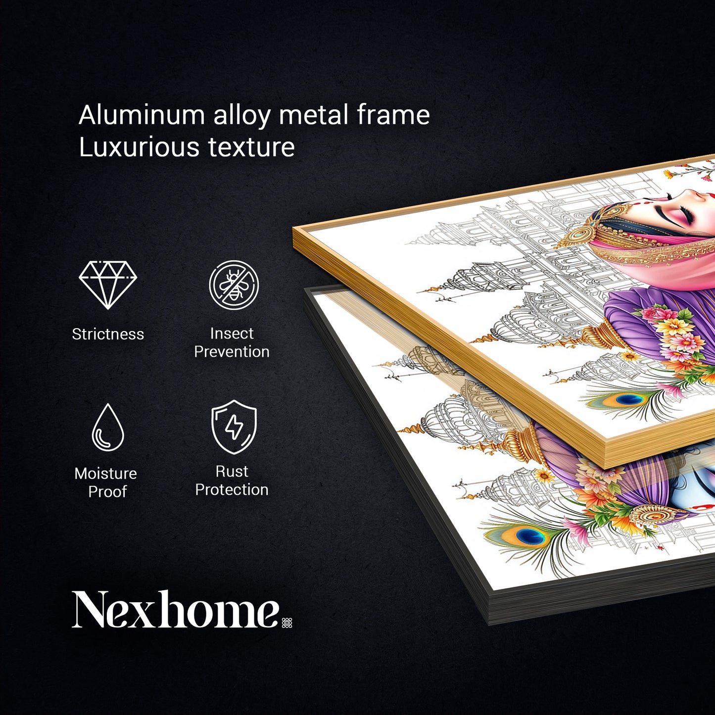 Shri Radhe Krishna Divine Glass Finish Vertical Wall Art