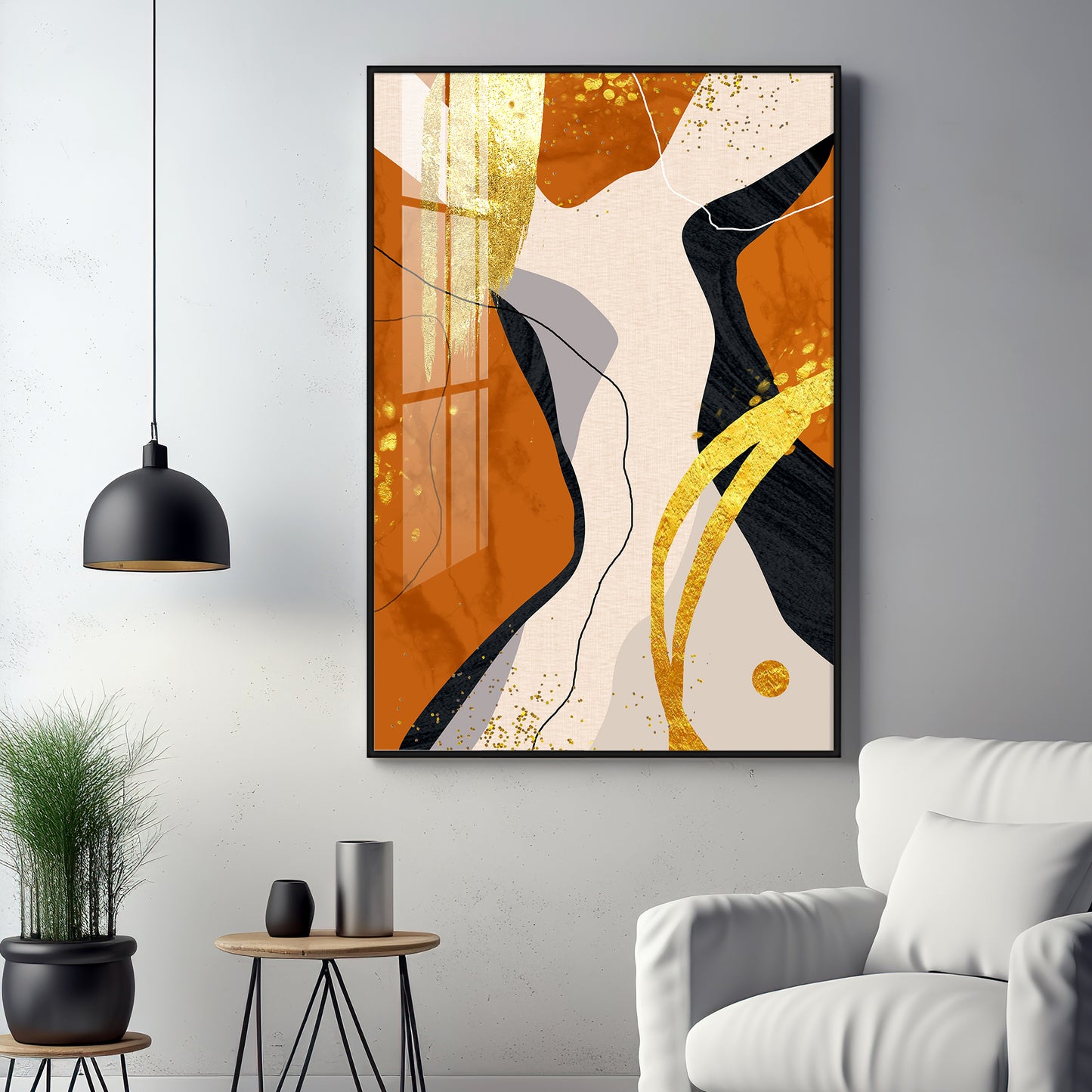 Chic Abstraction Glass Finish Vertical Wall Art