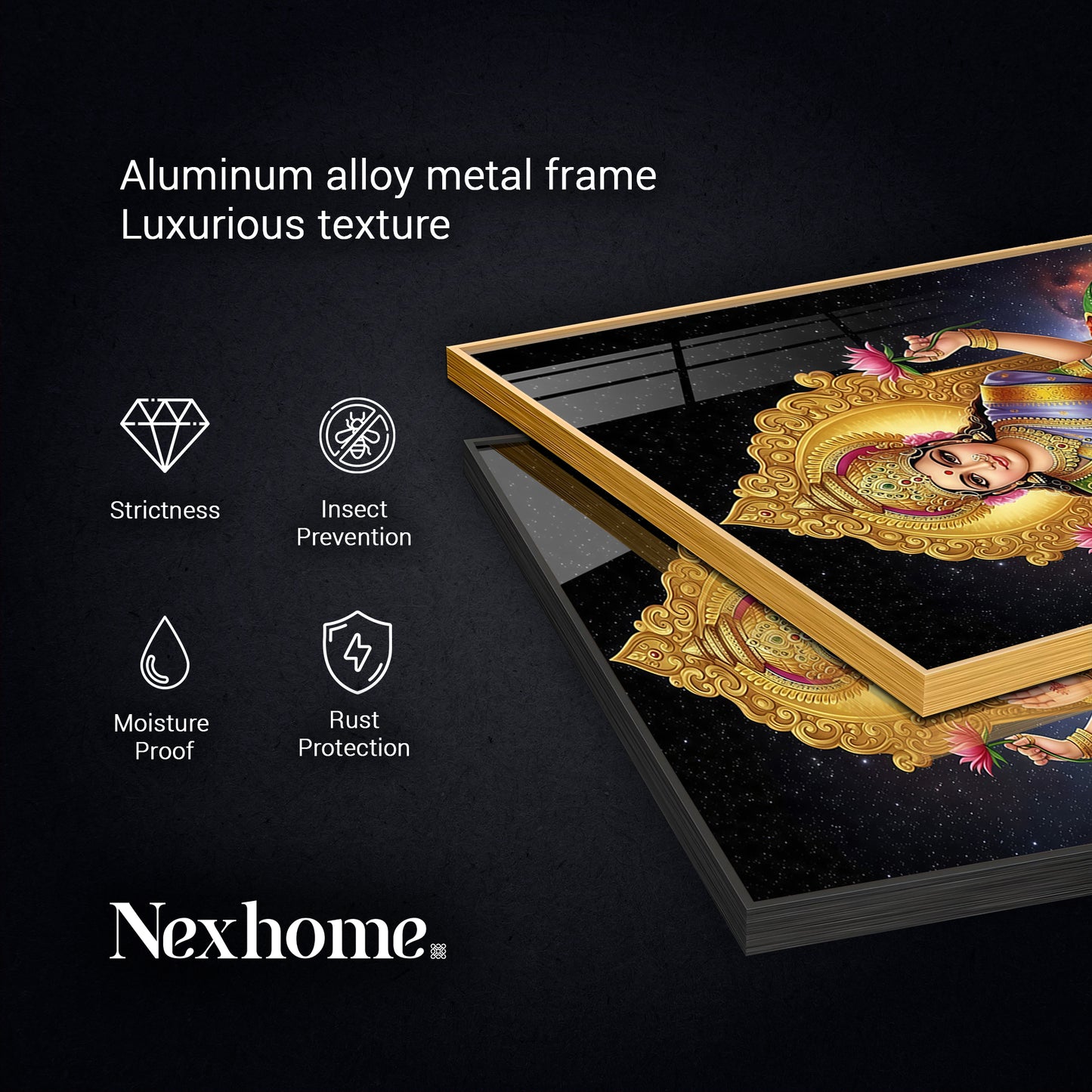 Mahalaxmi Glass Finish Vertical Wall Art