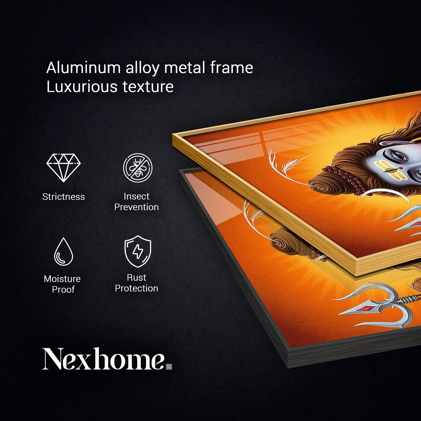 Lord Shiva Bholenath Glass Finish Vertical Wall Art