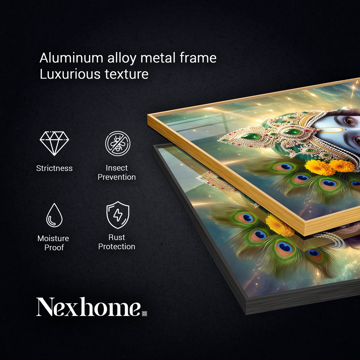 Hare Krishna Ji Glass Finish Vertical Wall Art