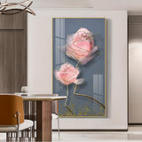 Floral Elegance Glass Finish Vertical Wall Art