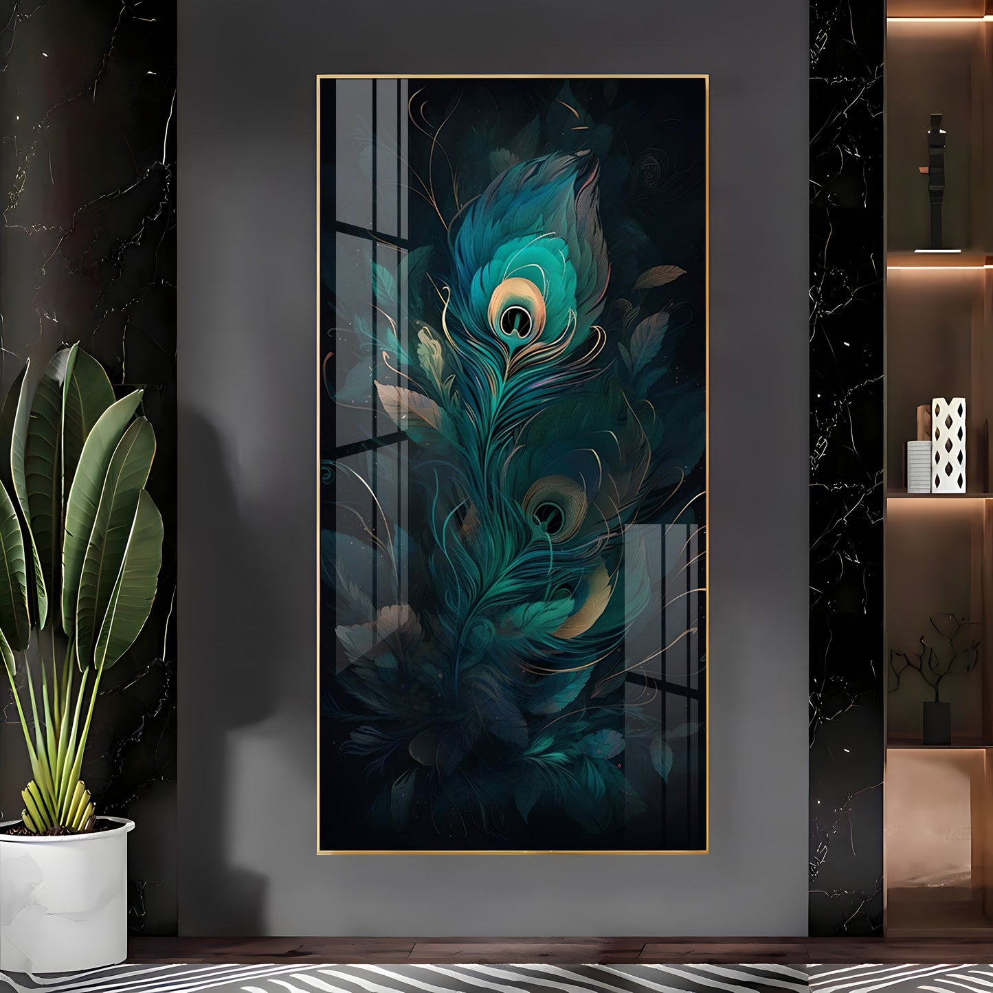 Buddha's Peaceful Retreat Glass Finish Vertical Wall Art