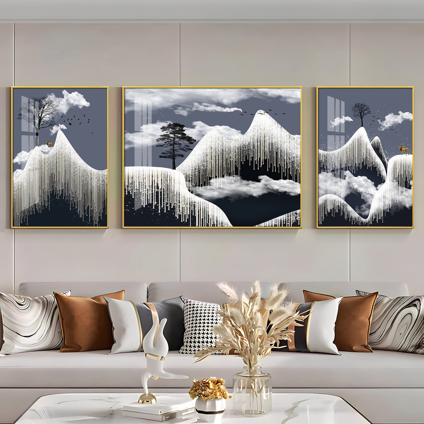 Alpine Dreamscape Glass Finish Wall Art (Set Of 3)