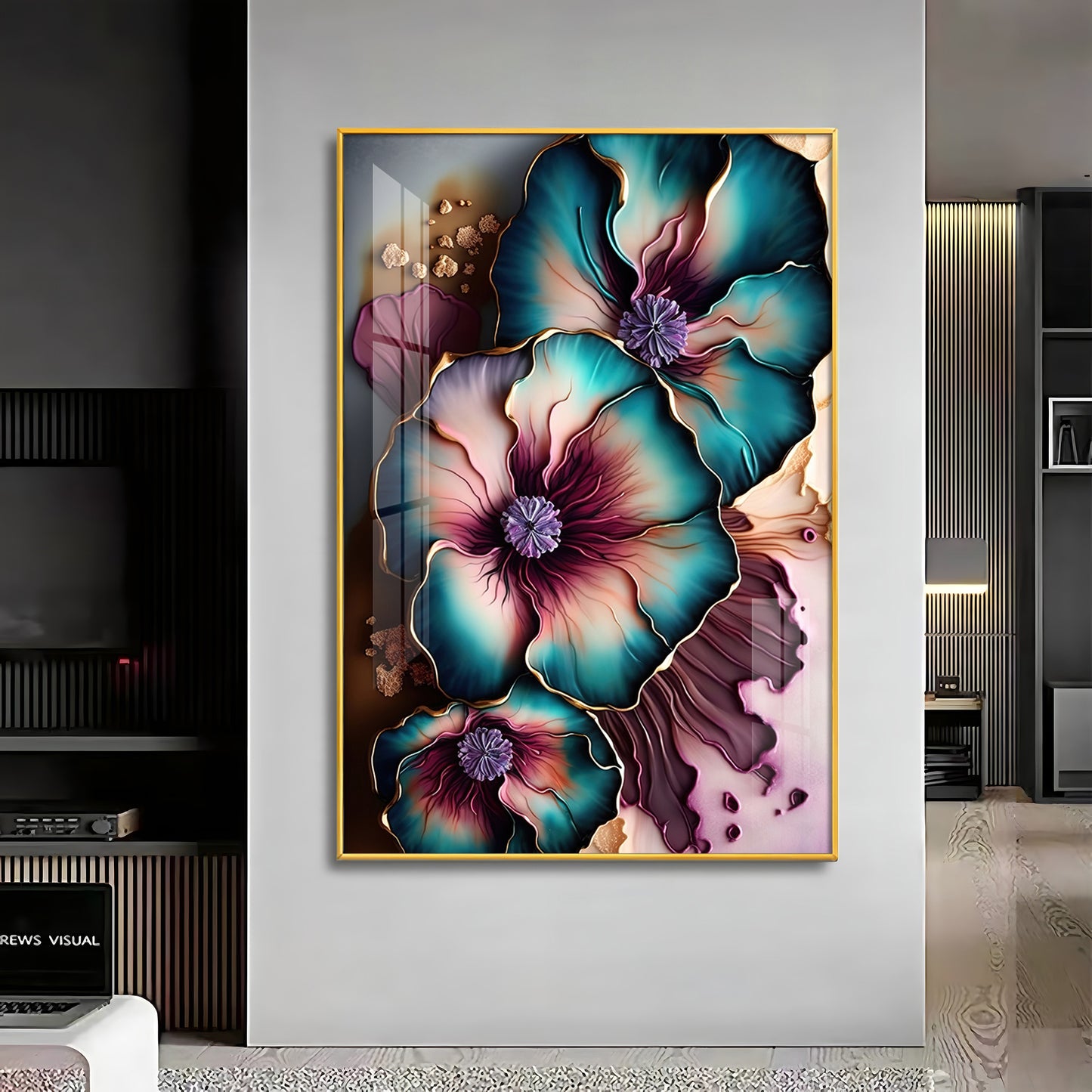 Elysian Blooms Glass Finish Vertical Wall Art