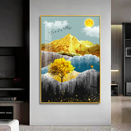 Nature's Embrace Glass Finish Vertical Wall Art
