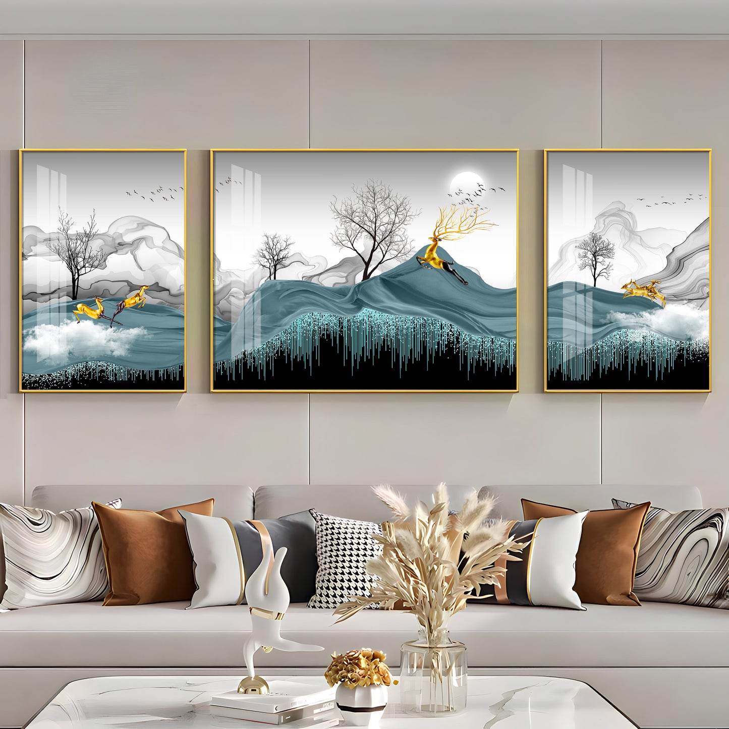 Majestic Landscapes Glass Finish Wall Art (Set Of 3)