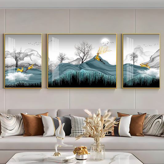 Majestic Landscapes Glass Finish Wall Art (Set Of 3)