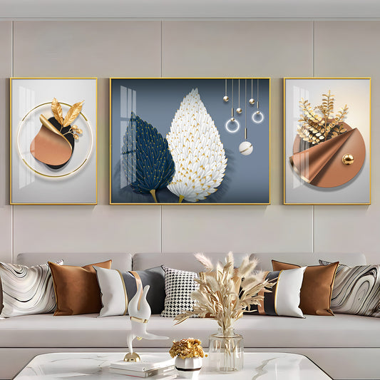 Blossom of Expression Glass Finish Wall Art (Set Of 3)