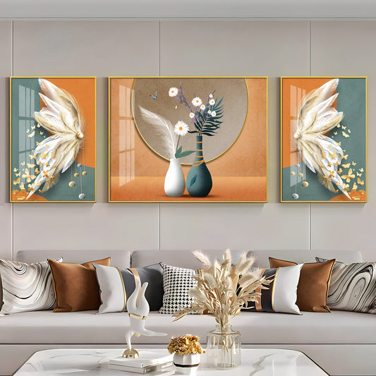 Vase of Blooms Glass Finish Wall Art (Set Of 3)