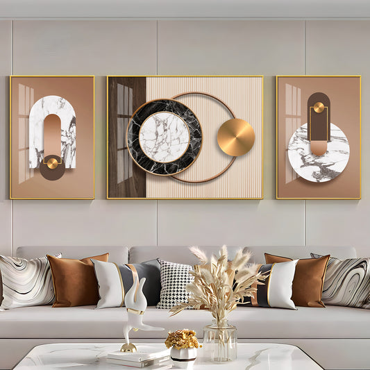 Brownstone Glamour Glass Finish Wall Art (Set Of 3)