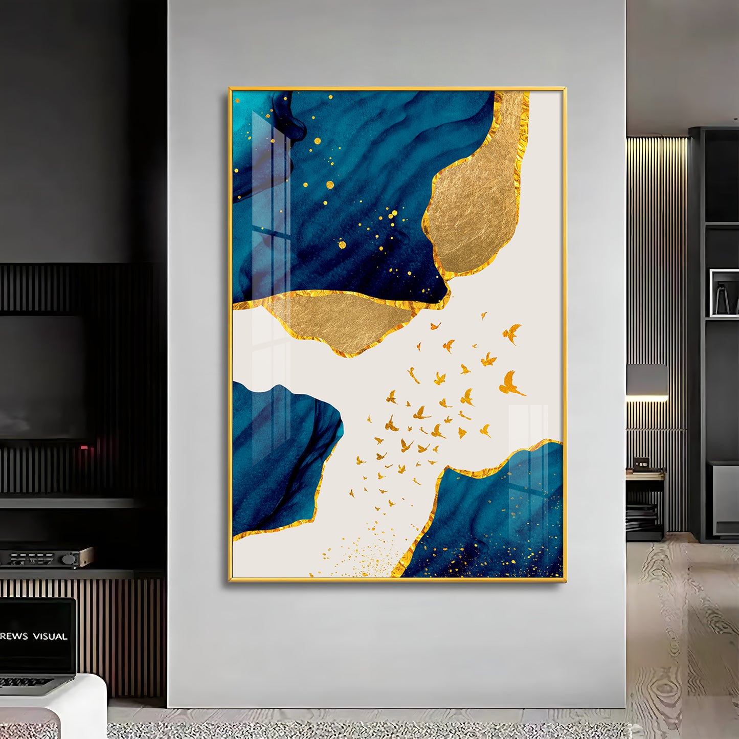 Luxe Harmony Abstracts Glass Finish Vertical Wall Art