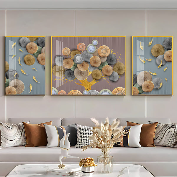 Spiral of Flower Glass Finish Wall Art (Set Of 3)