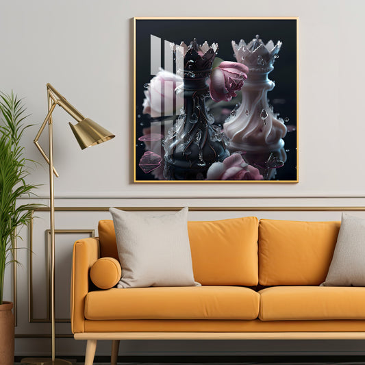 Rose Timeless Contrast Glass Finish Square Wall Art
