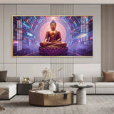 Abstract Harmony Of Buddha Glass Finish Horizontal Wall Art
