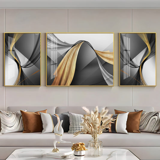 Reflective Art Glass Finish Wall Art (Set Of 3)