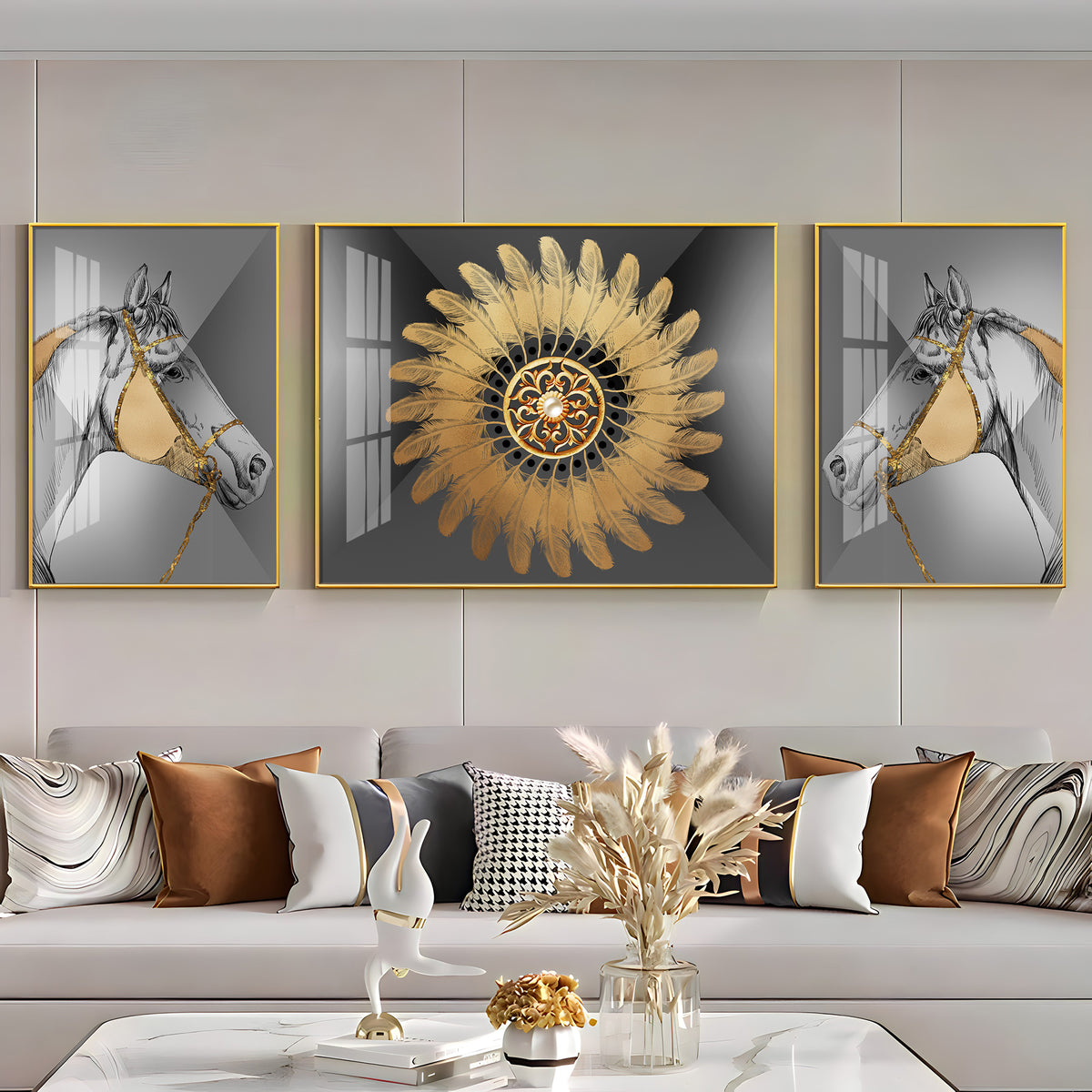 Voyage of Horses Glass Finish Wall Art (Set Of 3)