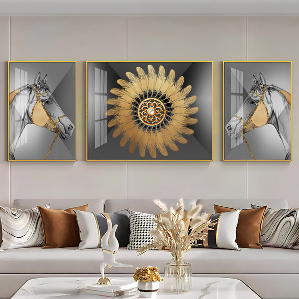 Voyage of Horses Glass Finish Wall Art (Set Of 3)