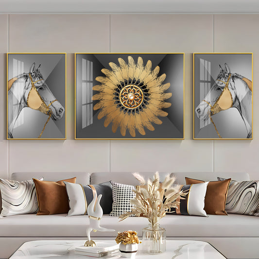 Voyage of Horses Glass Finish Wall Art (Set Of 3)