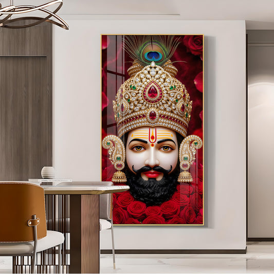 Shyam Baba Glass Finish Vertical Wall Art