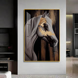 Whispers of Gold Horse Glass Finish Vertical Wall Art