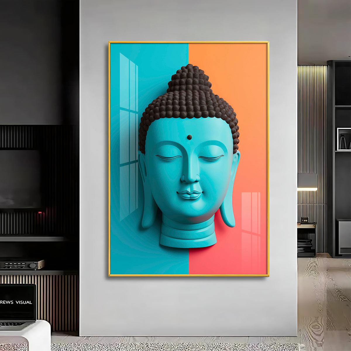 Buddha Calm Essence Glass Finish Vertical Wall Art