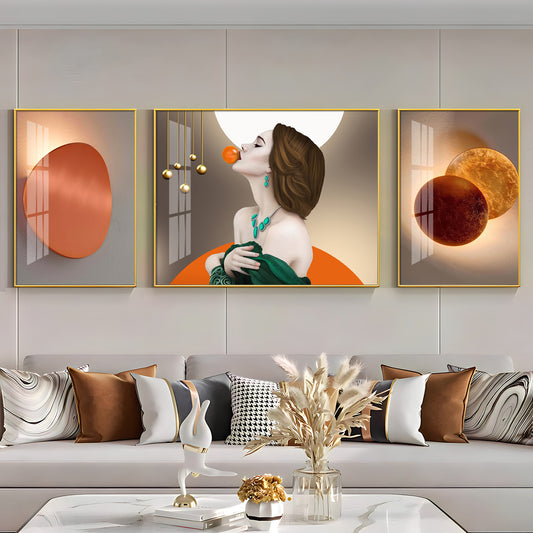 Urban Elegance Glass Finish Wall Art (Set Of 3)