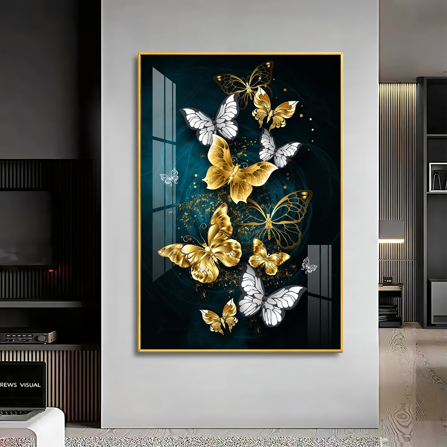 Butterfly Wings Glass Finish Vertical Wall Art