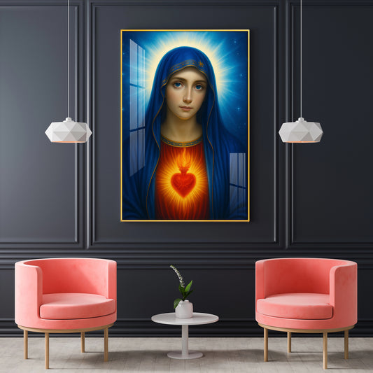 Mary Catholic Glass Finish Vertical Wall Art