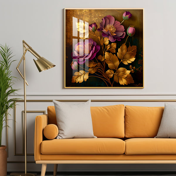 Petals in Harmony Glass Finish Square Wall Art