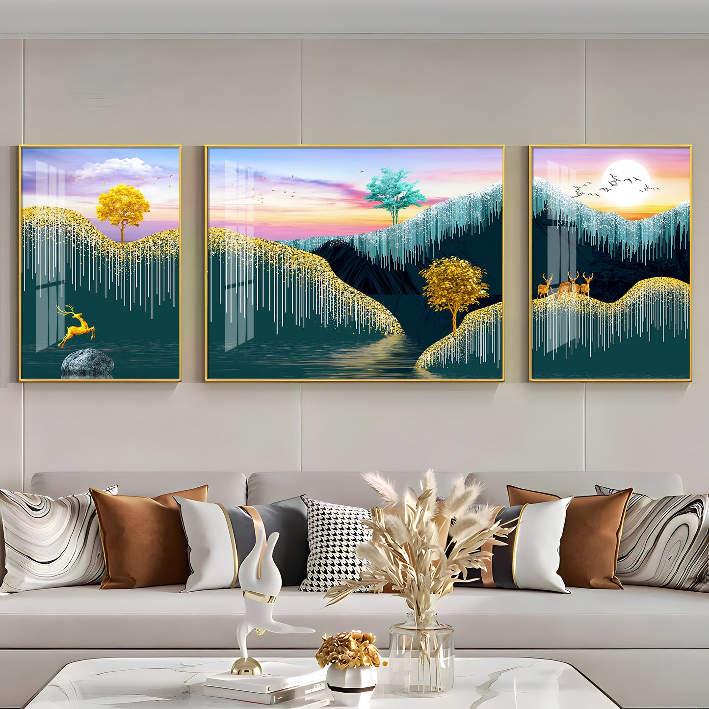 Nature's Harmony Glass Finish Wall Art (Set Of 3)