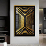 Golden Echoes Glass Finish Vertical Wall Art
