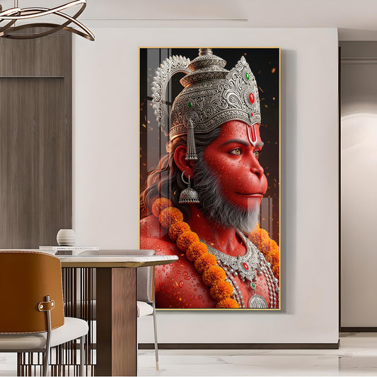 Jai Shri Bajarang Bali Glass Finish Vertical Wall Art