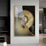 Golden Elegance Wall Decor Glass Finish Vertical Wall Art
