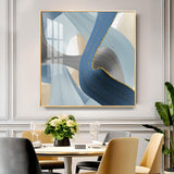 Blue Abstraction Glass Finish Square Wall Art