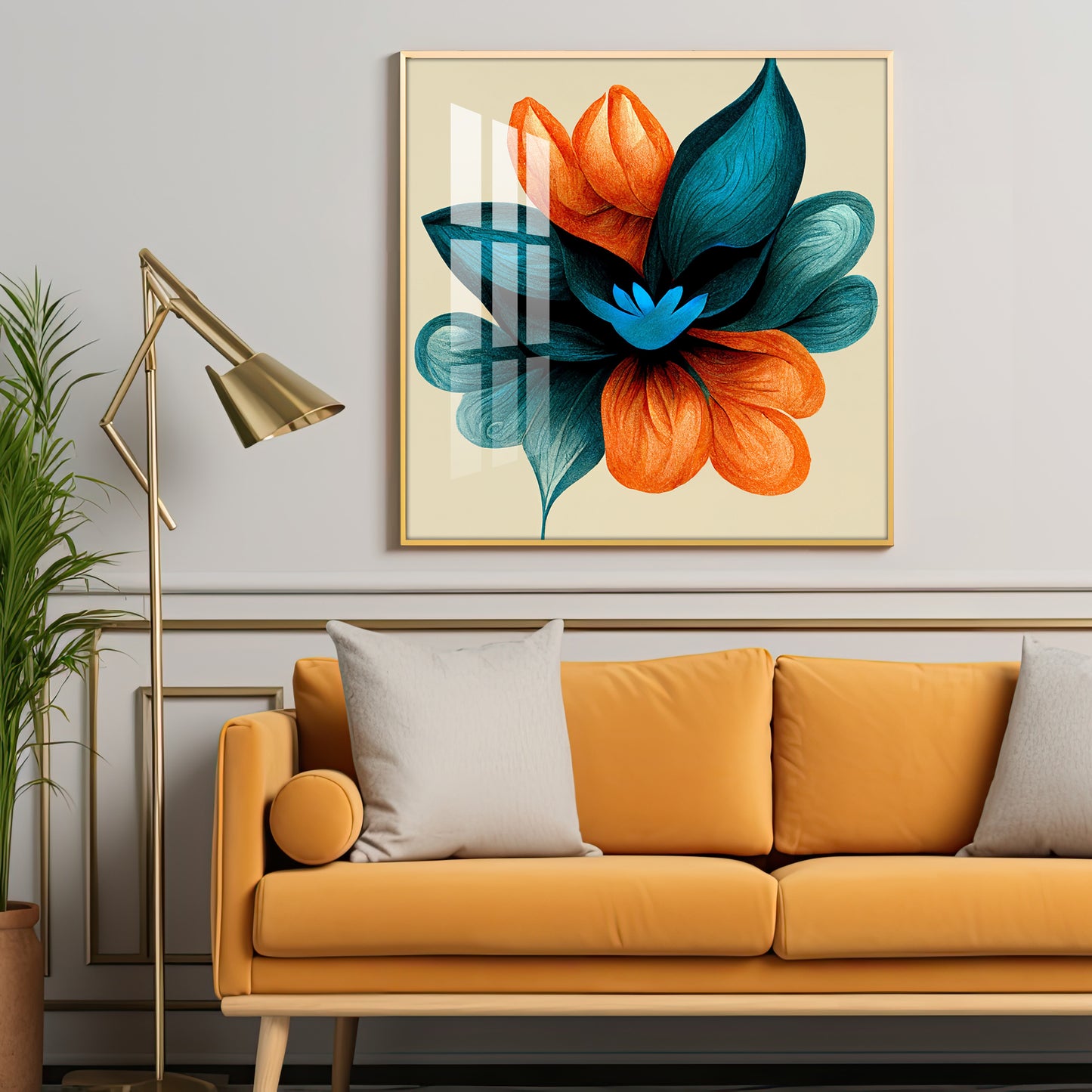 Abstract Ethereal Petals Glass Finish Square Wall Art