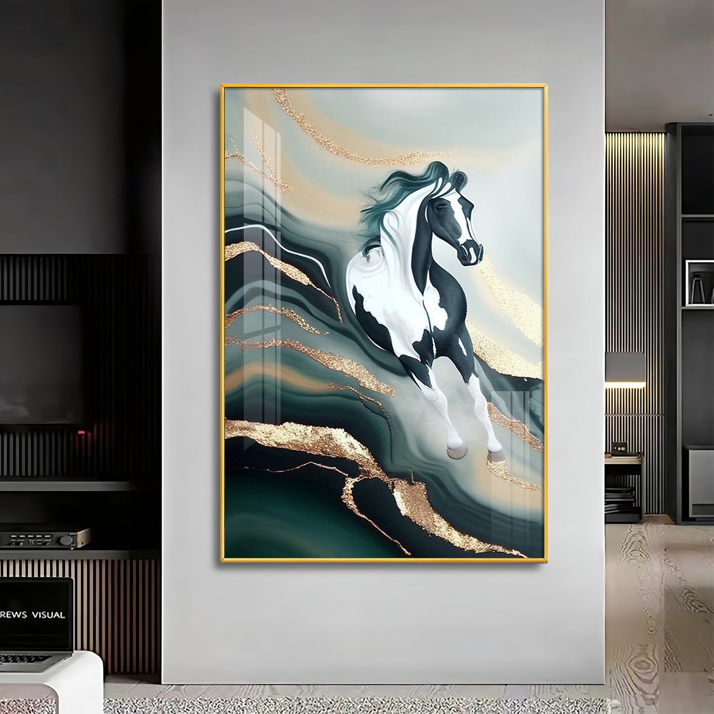 Horse Majestic Motion Glass Finish Vertical Wall Art